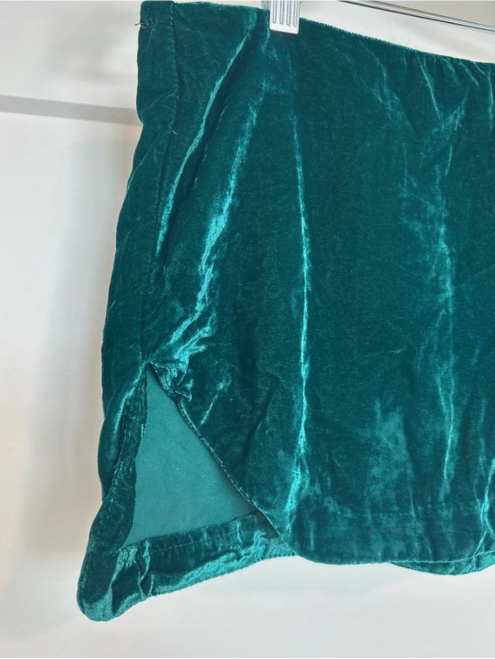 Free People Teal Velvet Mini Skirt - Picture 2 of 5